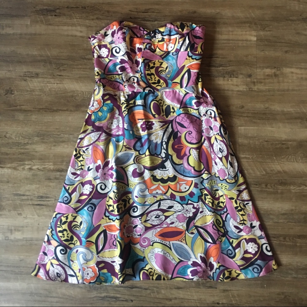 Strapless floral print dress